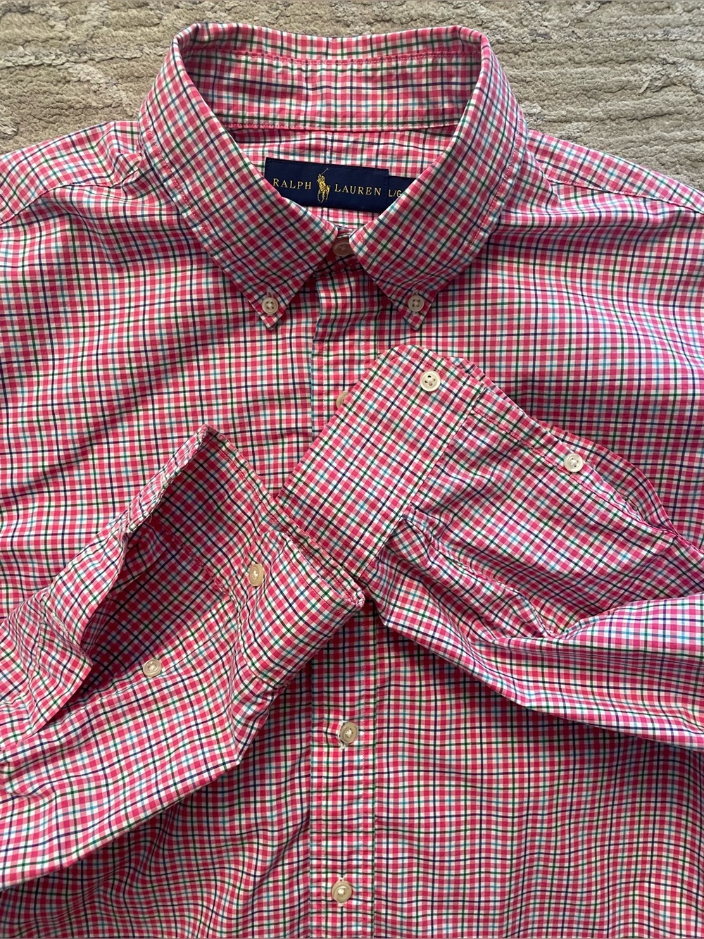 Ralph Lauren - all cotton checkered button up shirt Size Large